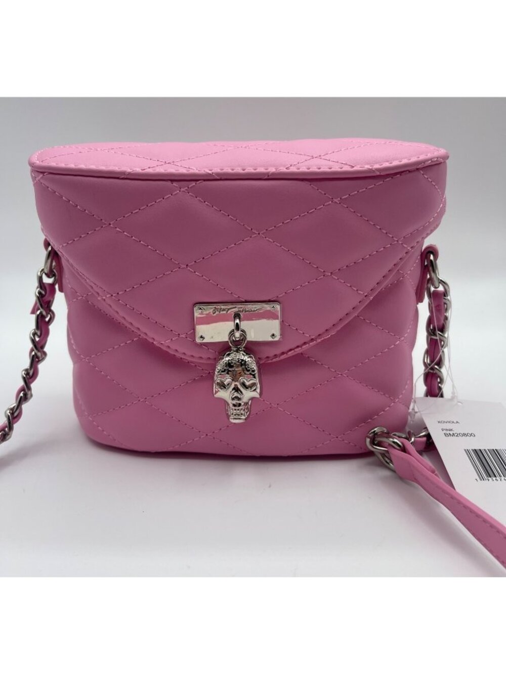 NWT Betsey Johnson Xoviola Pink Quilted Crossbody Purse Sugar Skull Bag Faux